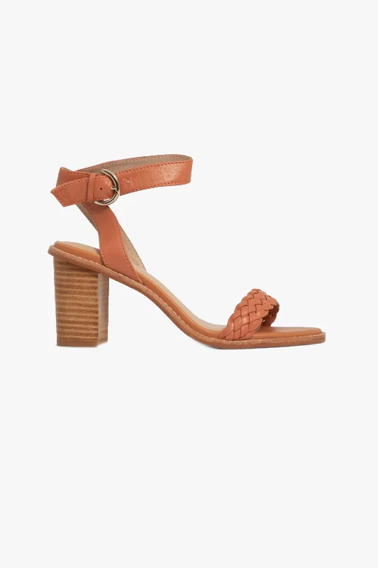 Makena Nude Leather Braided Heel---Durable Leather Braided Ankle Strap Heels with Premium Quality