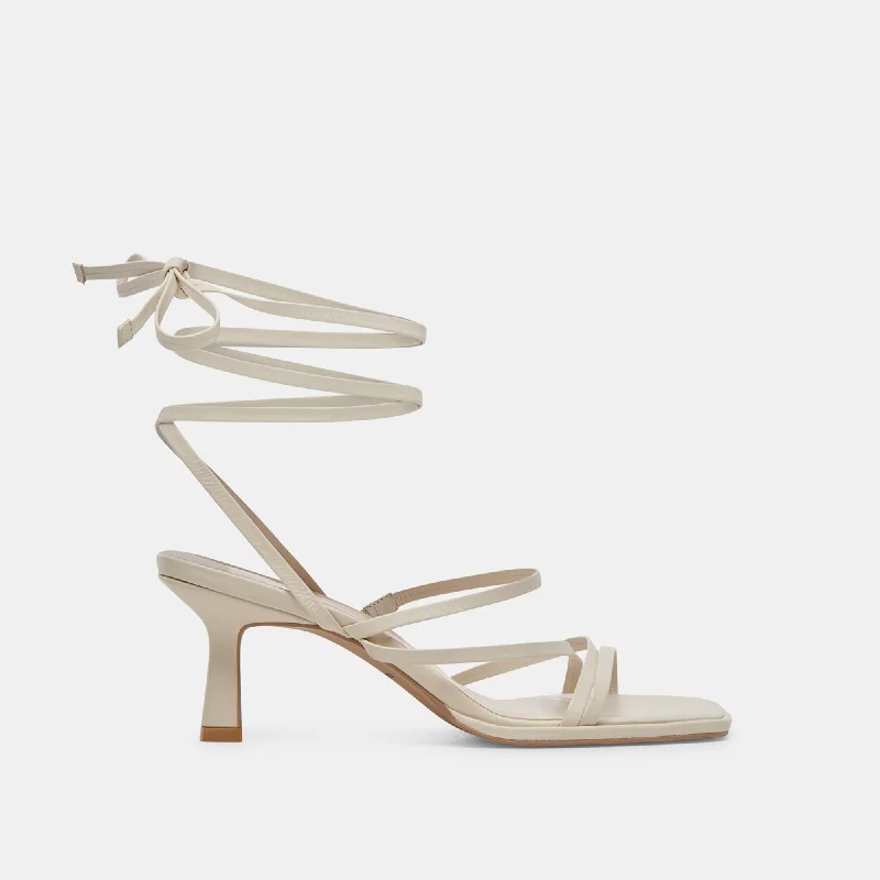 MALABO HEELS IVORY LEATHER---Comfortable Leather Pumps for Office and Everyday Wear