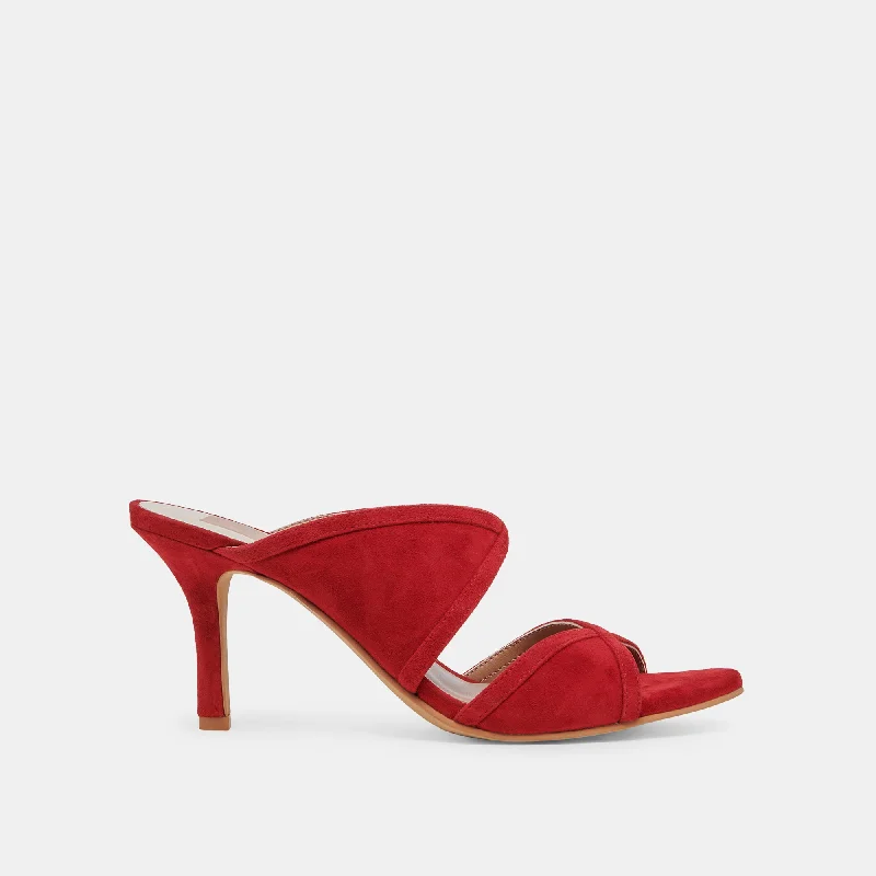 Affordable Suede Ankle Pumps for All-Day Wear--MANDEL HEELS CRIMSON SUEDE