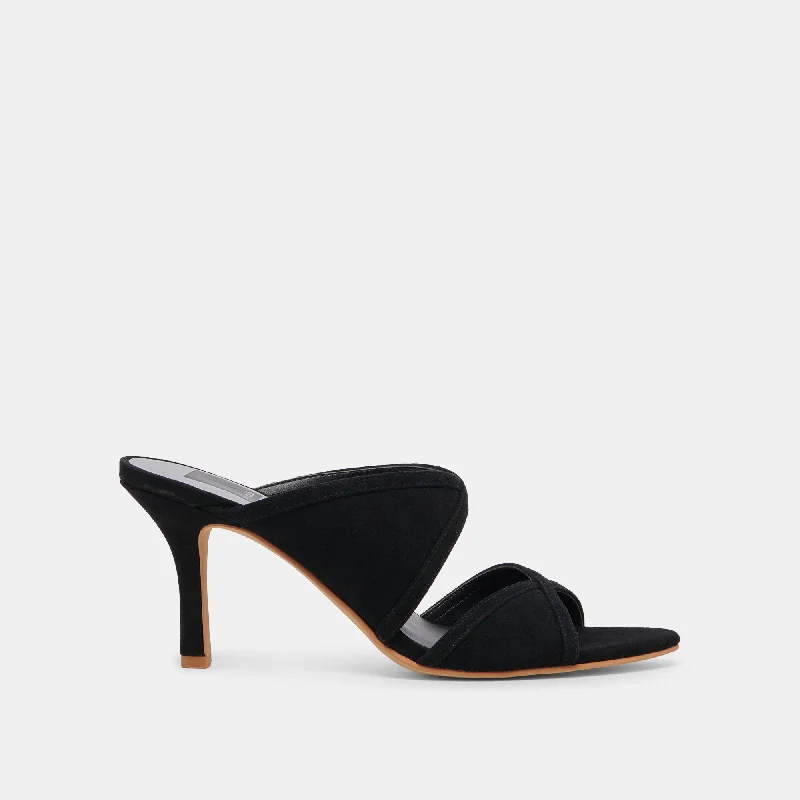 Affordable Suede Ankle Pumps for All-Day Wear--MANDEL HEELS ONYX SUEDE