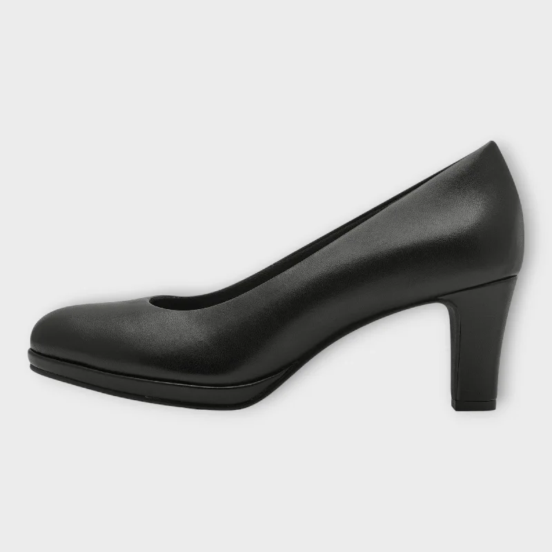 Stylish Platform Heels for Extra Height--Marco Tozzi Black Heels with Platform and Rounded Toe