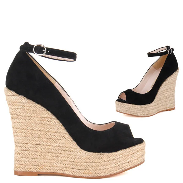 Versatile Heeled Sandals for Any Occasion---MARRISA - black wedge