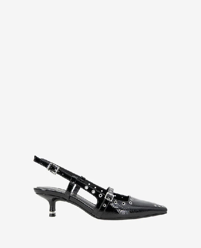 Sleek and Shiny Patent Pump Heels for a Polished Look--Martha Patent Eyelet Slingback Heel