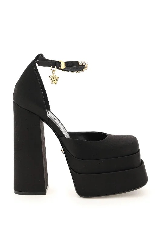 Stylish Platform Heels for Extra Height--VERSACE medusa aevitas double platform pumps