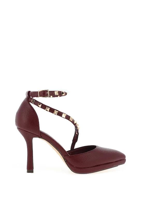 Versatile Heeled Sandals for Any Occasion---Menbur Studded Strap Heeled Shoes, Ruby