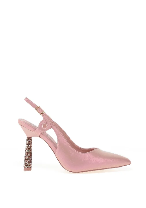 Versatile Heeled Sandals for Any Occasion---Menbur Diamante Cone Heeled Shoes, Nude Pink