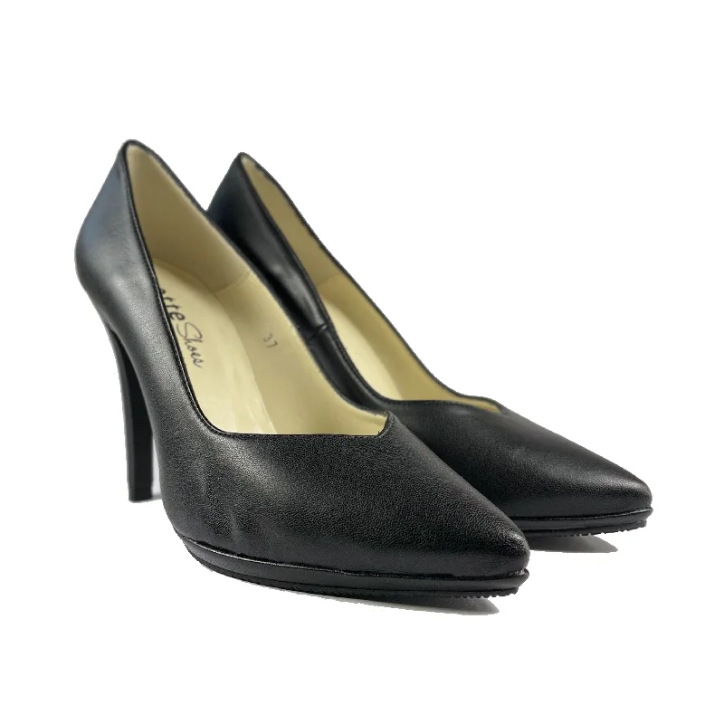 Stiletto Heel Pumps with Perfect Fit--'Mercury' vegan-leather stiletto by Zette Shoes - black-Fashionable & Classic