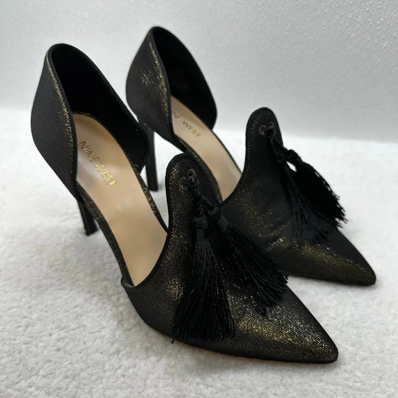 Stiletto Heel Pumps with Perfect Fit--Metallic Shoes Heels Stiletto Nine West, Size 8-Fashionable & Classic