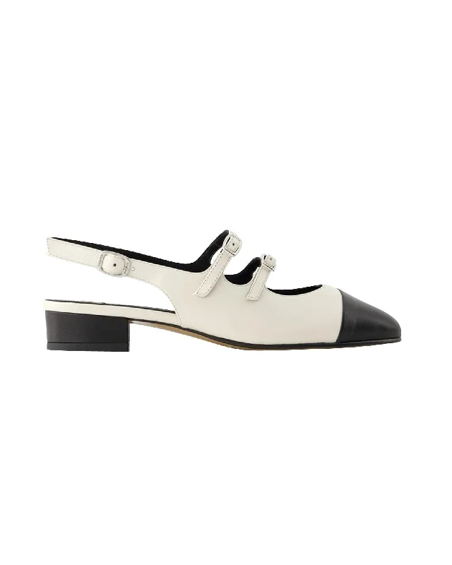 Beige/Black Leather Pumps with 2cm Heel by Carel---Comfortable Leather Pumps for Office and Everyday Wear