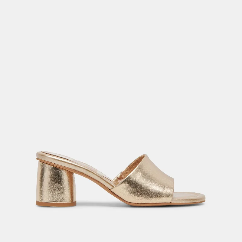 MINNY DRESS WIDE HEELS ROSE GOLD METALLIC LEATHER---Elegant Evening Heels for Weddings and Parties