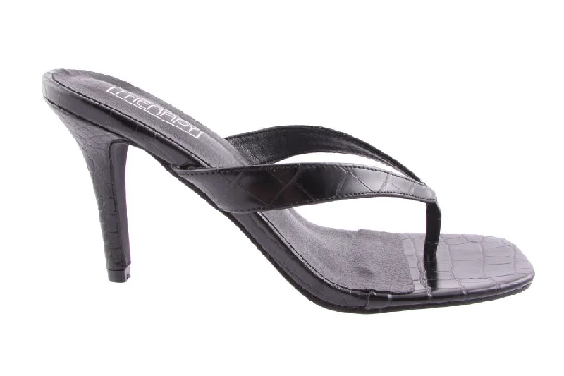 Versatile Heeled Sandals for Any Occasion---MIRA BLACK CROC