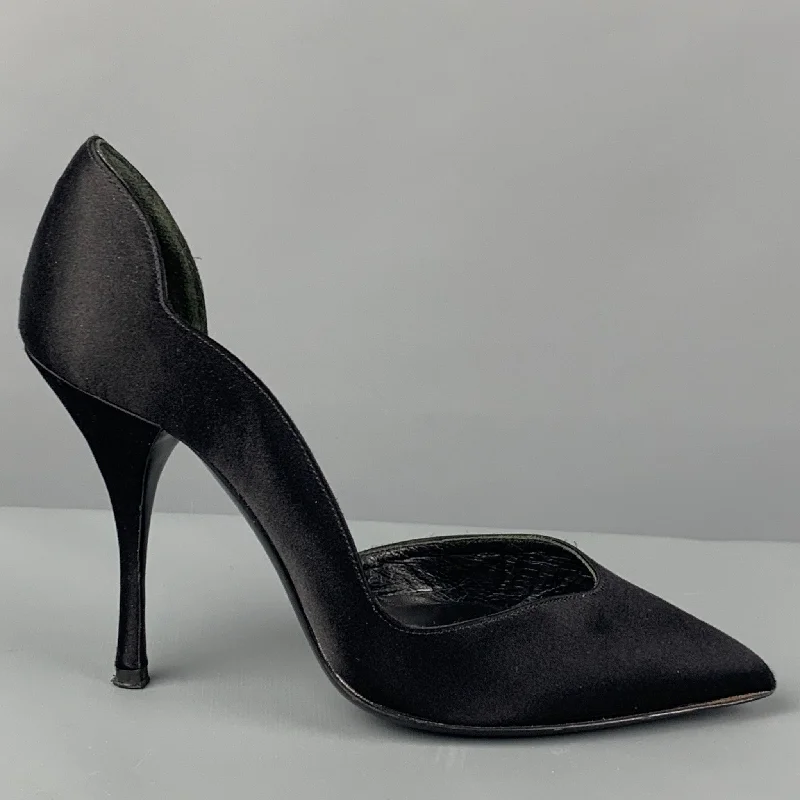 MIU MIU Size 5 Black Satin Solid D'Orsay PumpsAffordable Satin Heels with a Luxe Touch