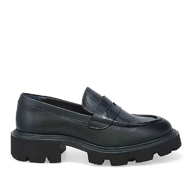 Trendy Chunky Heel Pumps for Casual Wear--Miz Mooz Toni Loafer for Women - Black