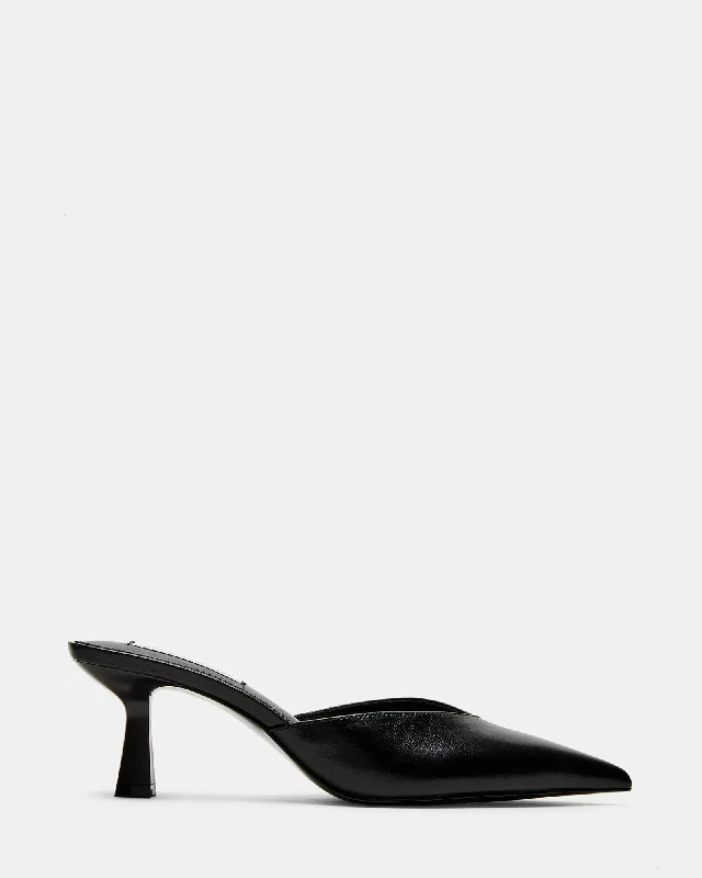 MOD BLACK LEATHER---Comfortable Leather Pumps for Office and Everyday Wear