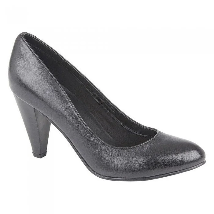 Mod Comfys Womens/Ladies Heel Plain Leather Court Shoes---Comfortable Leather Pumps for Office and Everyday Wear