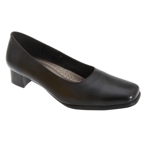 Mod Comfys Womens/Ladies Plain Leather Court Shoes---Comfortable Leather Pumps for Office and Everyday Wear