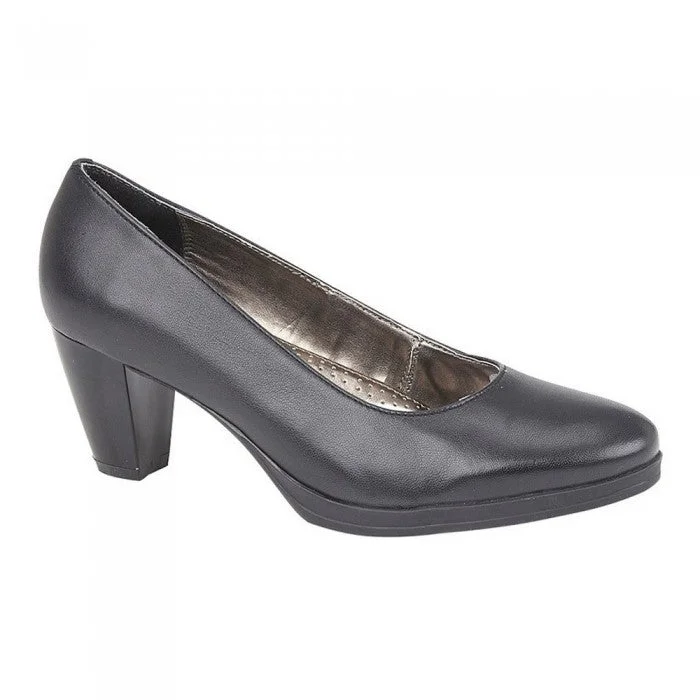 Mod Comfys Womens/Ladies Plain Leather Heel Court Shoes---Comfortable Leather Pumps for Office and Everyday Wear