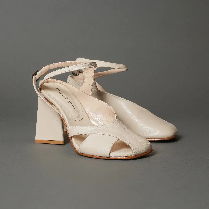 Versatile Heeled Sandals for Any Occasion---Mona 01 Cream