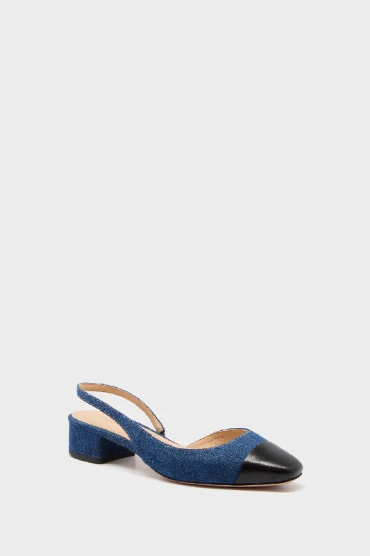 Stiletto Heel Pumps with Perfect Fit--Mountain Blue Cecile Sling Back Heels-Fashionable & Classic