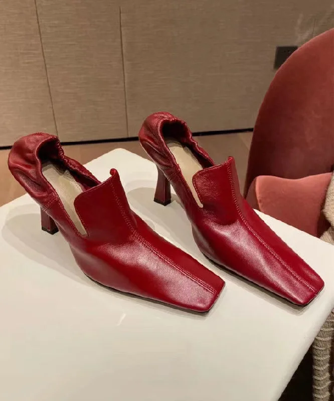 Mulberry High Heels Cowhide Leather Fashion Soft Splicing---Comfortable Leather Pumps for Office and Everyday Wear