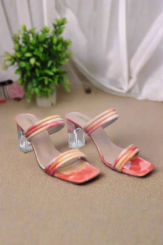 Trendy Chunky Heel Pumps for Casual Wear--Multicolor Tie Dye Fashionable Block Heels for Women