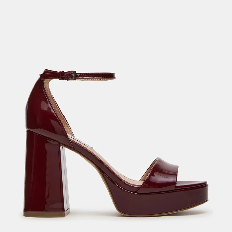 Versatile Heeled Sandals for Any Occasion---MYTHIC BURGUNDY PATENT