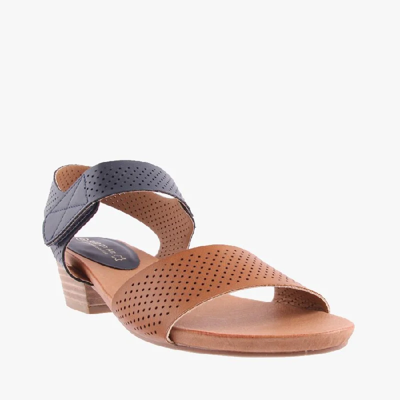 Versatile Heeled Sandals for Any Occasion---NAIL TAN/NAVY