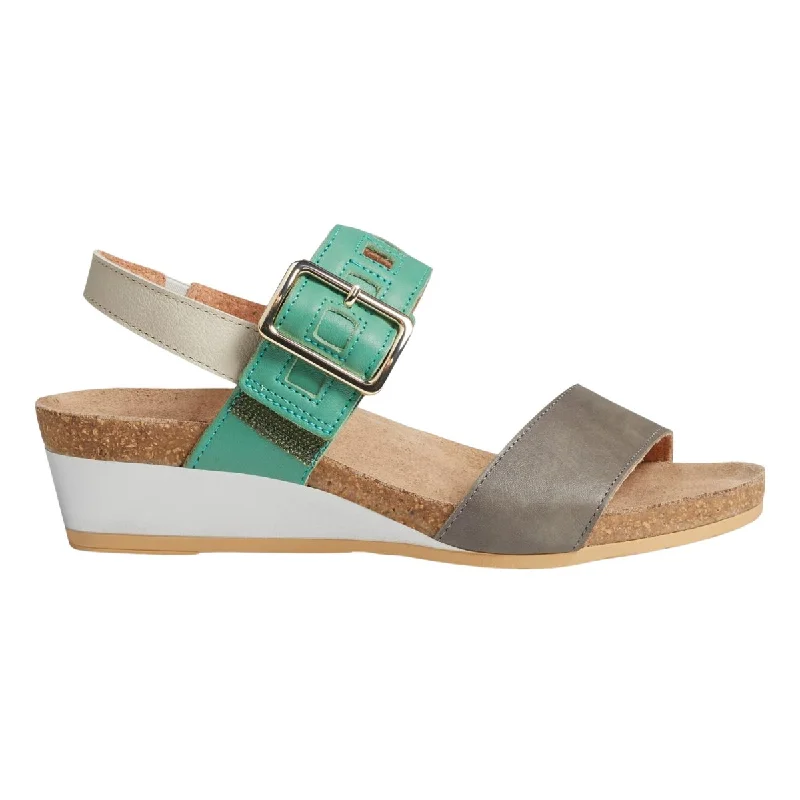 Versatile Heeled Sandals for Any Occasion---Naot Women's Dynasty Foggy Gray/Soft Jade/Soft Ivory