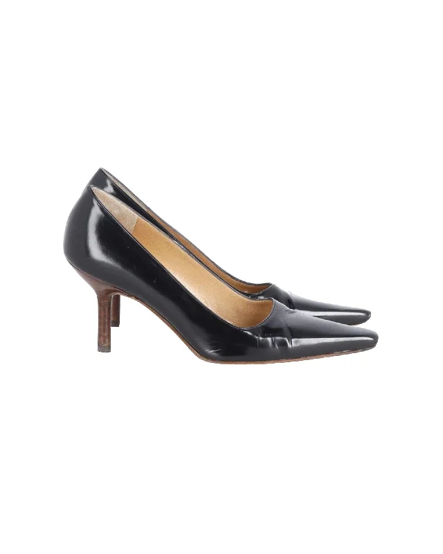 Sleek and Shiny Patent Pump Heels for a Polished Look--Black Patent Leather Pointed Toe Pumps