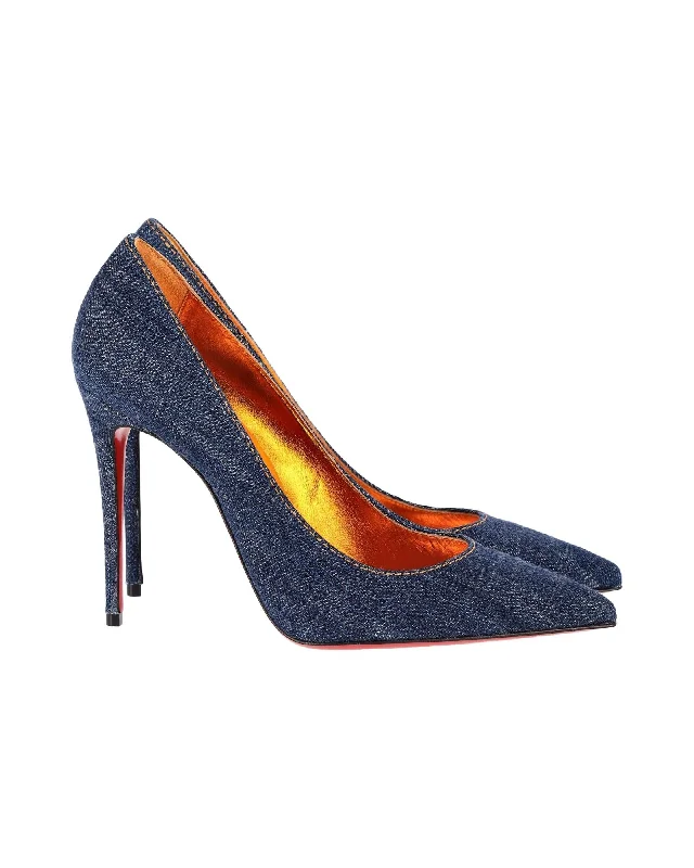 Stiletto Heel Pumps with Perfect Fit--Pointed-Toe Denim Pumps with Stiletto Heels-Fashionable & Classic