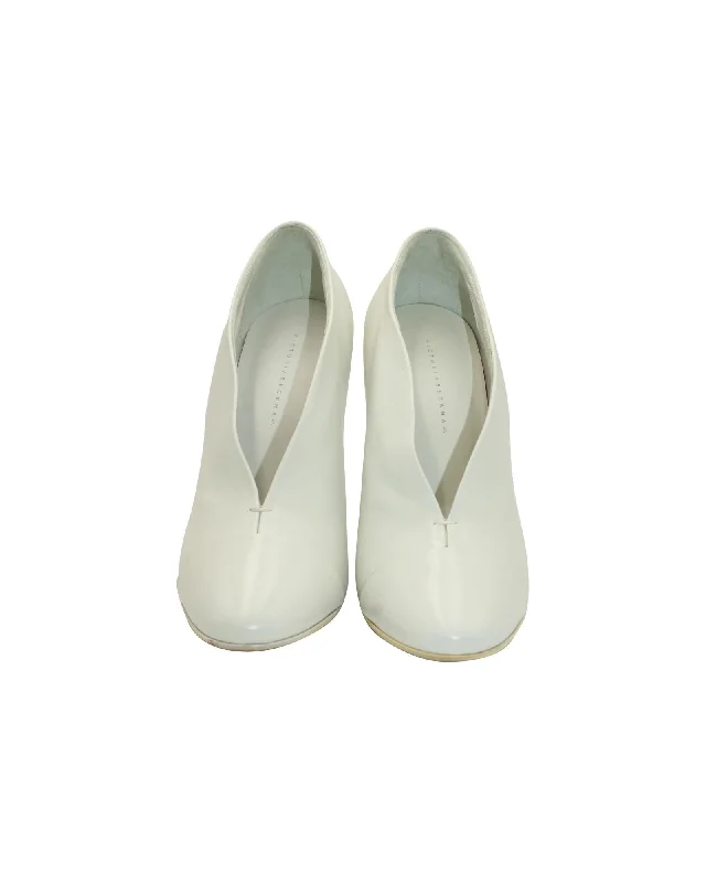 Sophisticated White Leather Slim Heel Pumps---Comfortable Leather Pumps for Office and Everyday Wear