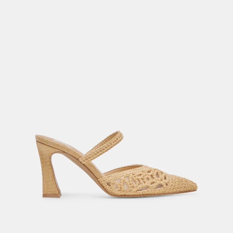 Stiletto Heel Pumps with Perfect Fit--NASSAU HEELS NATURAL RAFFIA-Fashionable & Classic