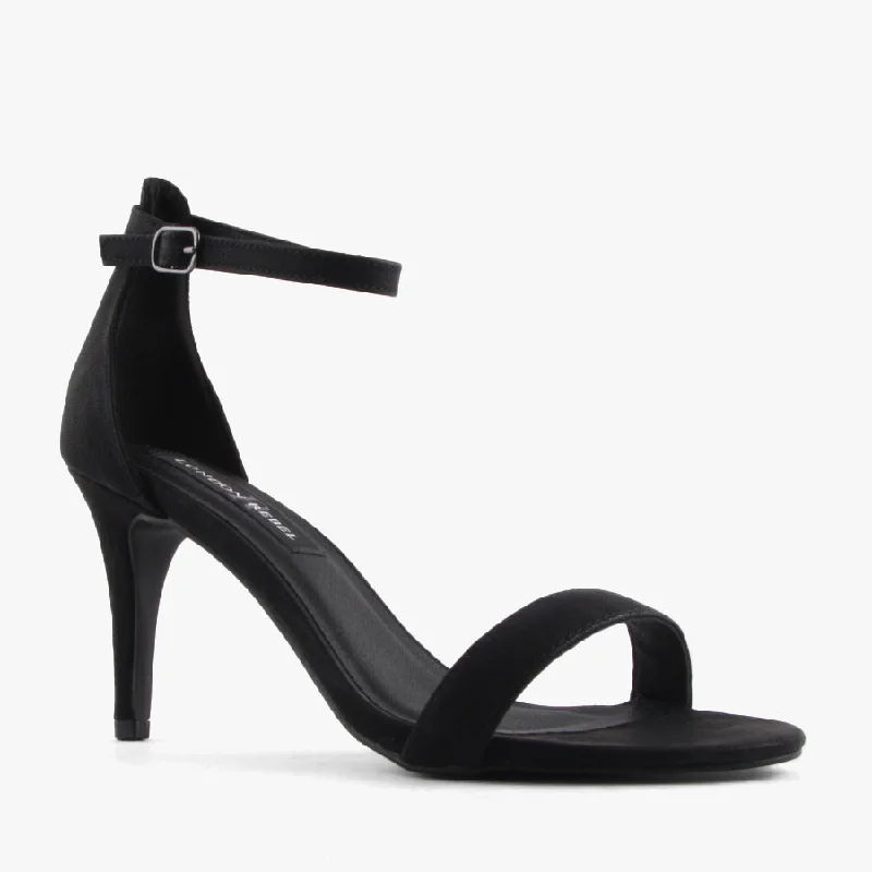 Versatile Heeled Sandals for Any Occasion---NEEDIT BLACK NUBUCK