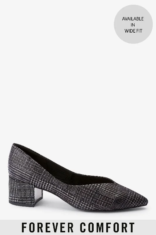 Stiletto Heel Pumps with Perfect Fit--Next Black / Grey Check Womens Shoes-Fashionable & Classic