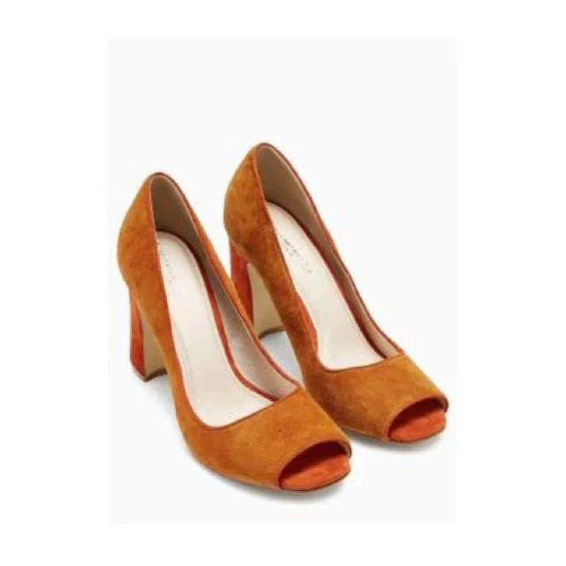 Trendy Peep Toe Platform Heels Crafted from Genuine Leather--Next Peep Toe shoes - Brown