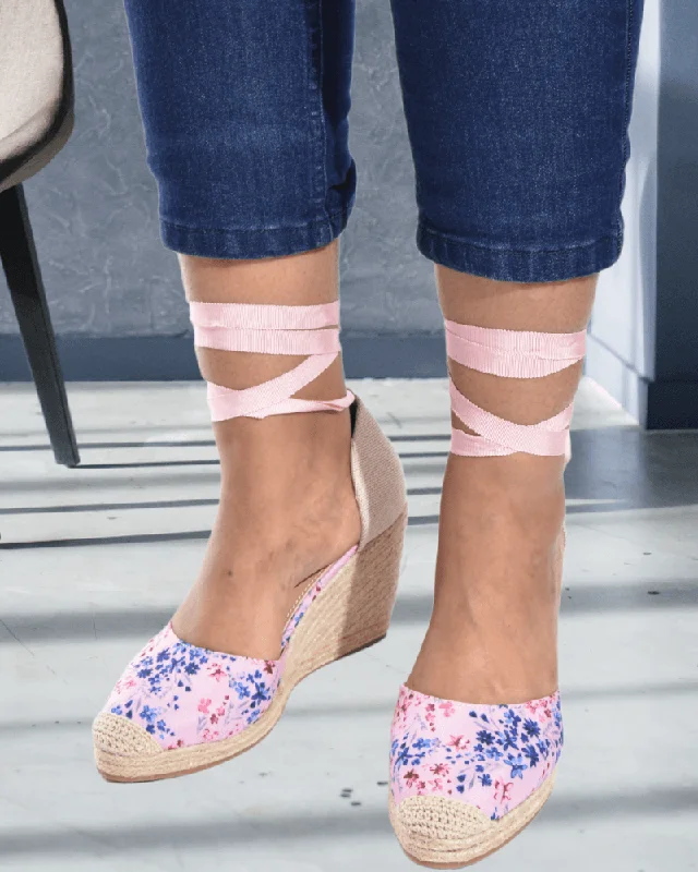 Versatile Heeled Sandals for Any Occasion---Nicoletta Blush Floral Wedge