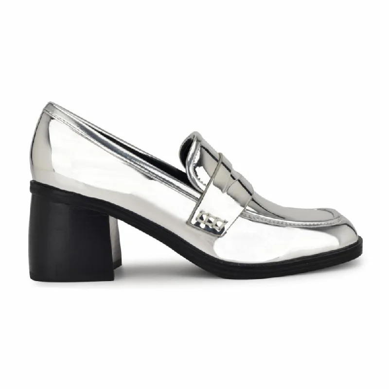 Nine West Women's Avalia8 Silver M---Fashionable Kitten Heels for Date Night