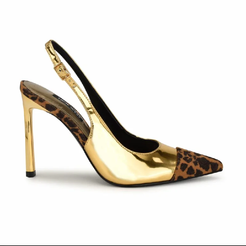 Nine West Women's Fabele8 Gold M---Fashionable Kitten Heels for Date Night