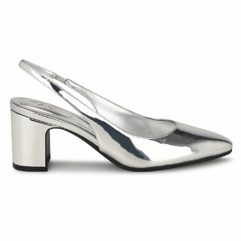 Nine West Women's Sinead9x93 Silver M---Fashionable Kitten Heels for Date Night