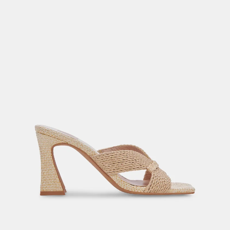 Stiletto Heel Pumps with Perfect Fit--NITRO WIDE HEELS LT NATURAL RAFFIA-Fashionable & Classic