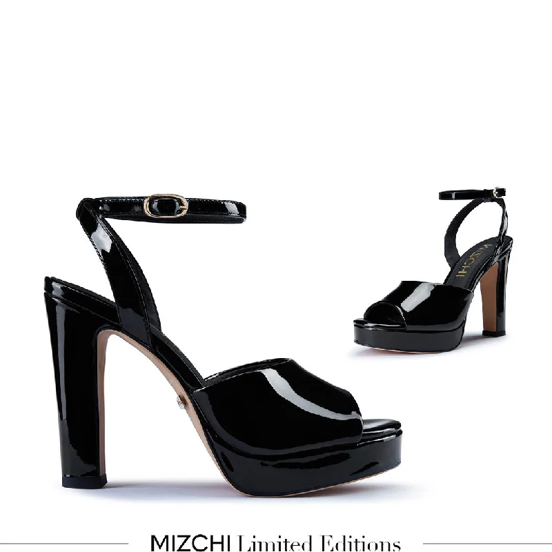 Sleek and Shiny Patent Pump Heels for a Polished Look--*NOMES 11 - black patent platform