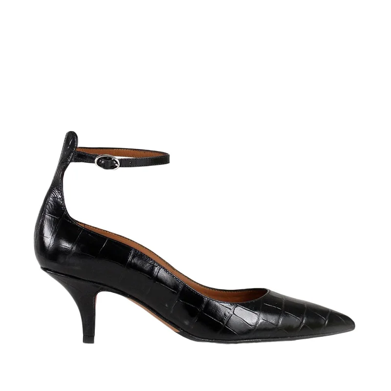 Sonia Black Croco---Fashionable Kitten Heels for Date Night