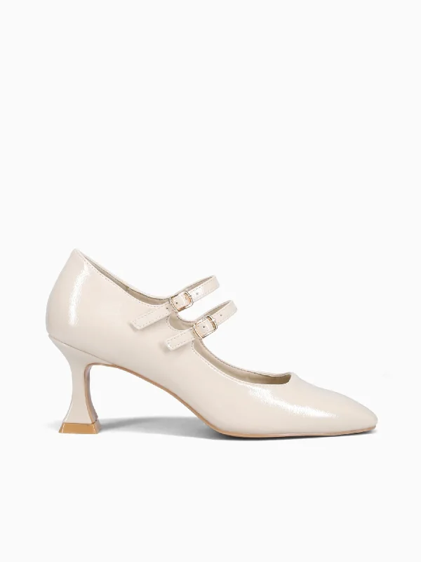 Stiletto Heel Pumps with Perfect Fit--Hikari Off White Patent-Fashionable & Classic