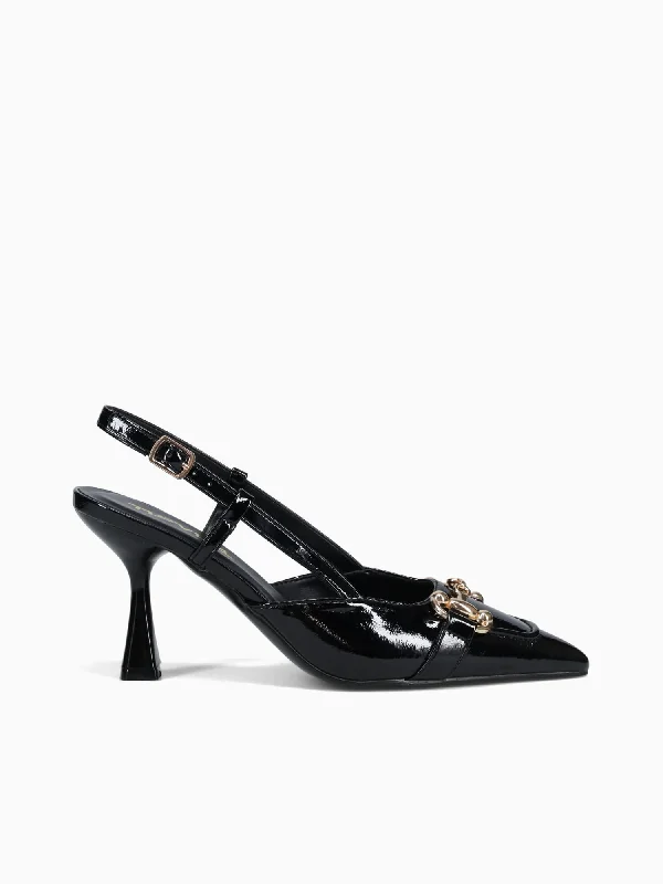 Stiletto Heel Pumps with Perfect Fit--Hiroko Black Patent-Fashionable & Classic