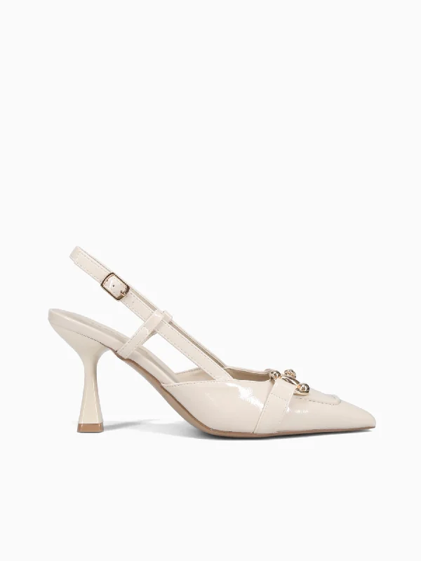 Stiletto Heel Pumps with Perfect Fit--Hiroko Off White Patent-Fashionable & Classic