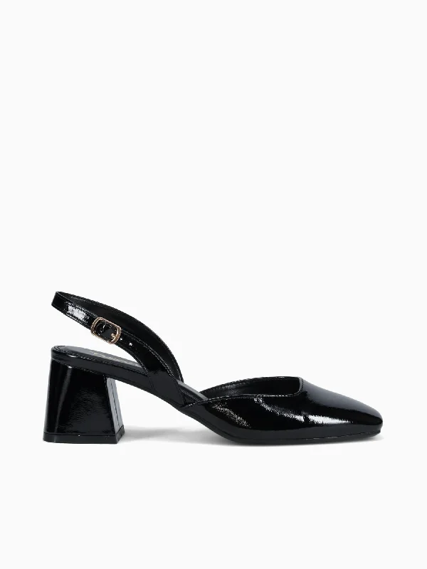 Stiletto Heel Pumps with Perfect Fit--Mio Black Patent-Fashionable & Classic