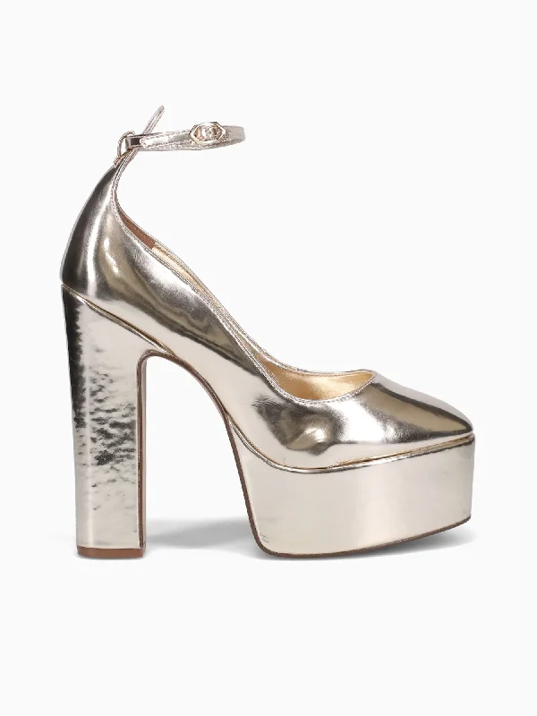 Stiletto Heel Pumps with Perfect Fit--Vittoria Platino Metal-Fashionable & Classic