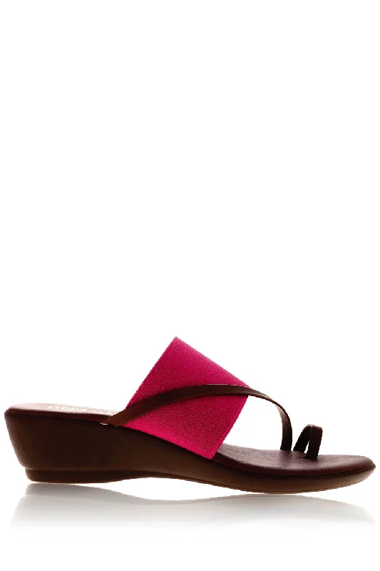 Stiletto Heel Pumps with Perfect Fit--ADEL Fuchsia Elastic Wedges-Fashionable & Classic