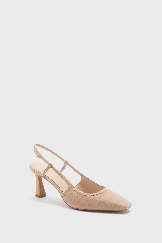 Affordable Suede Ankle Pumps for All-Day Wear--Nude Suede Lia Heels