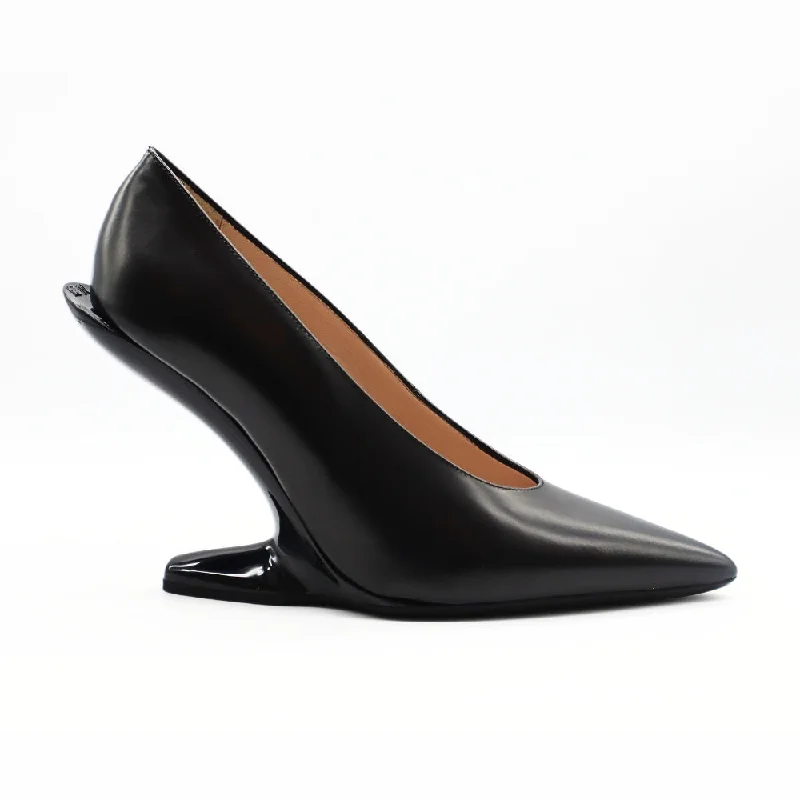 Nº21 23Icpxnv16001 Sculpted-Heel Leather Pumps Black---Comfortable Leather Pumps for Office and Everyday Wear